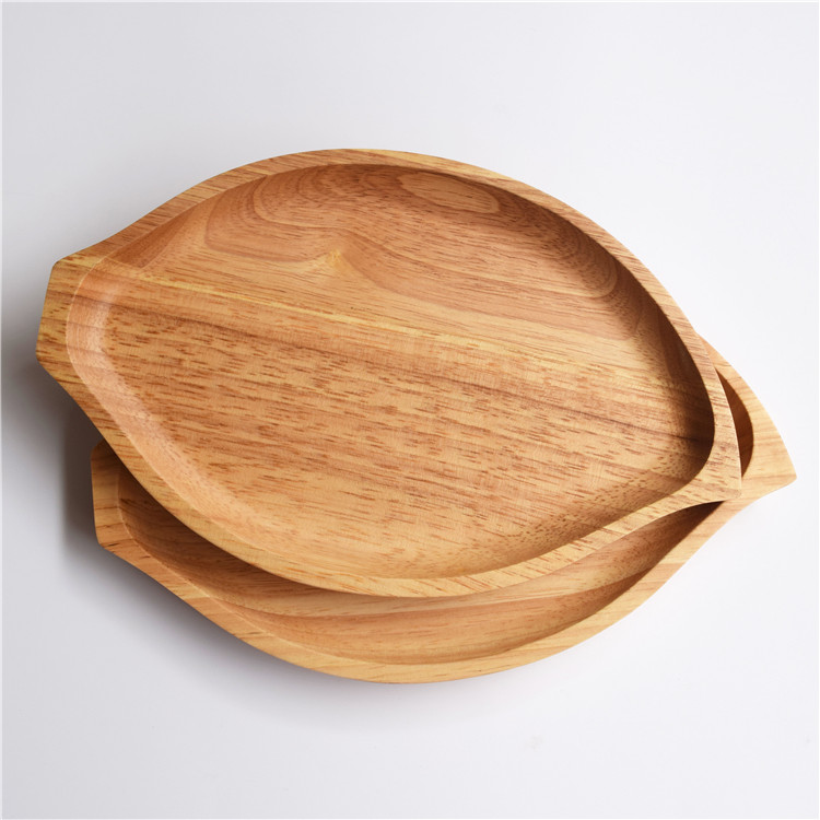 日式實木碟原木盤子蛋糕點心盤干果盤創意樹葉兒童小吃木碟