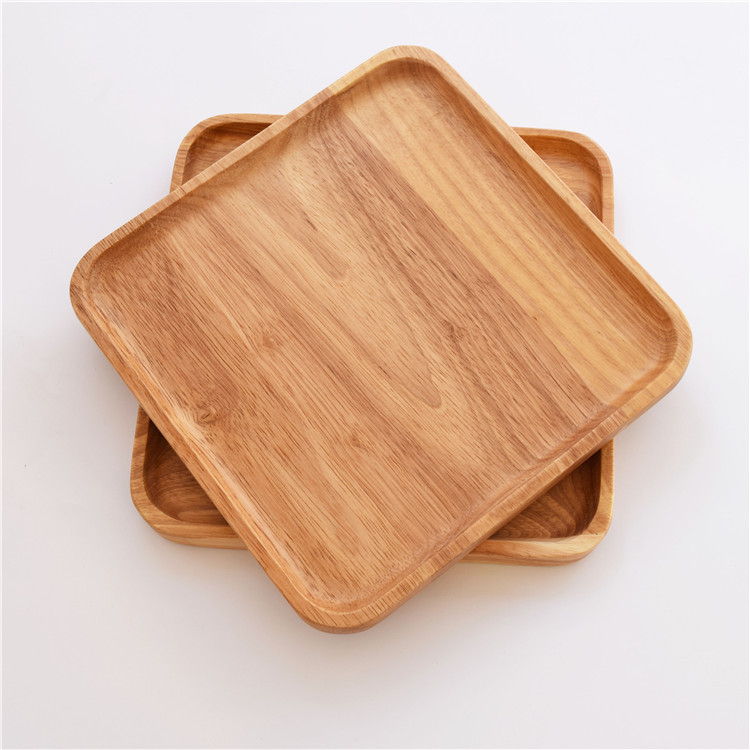 無漆木盤子正方形長方形復古木托盤實木碟子杯子托盤點心盤