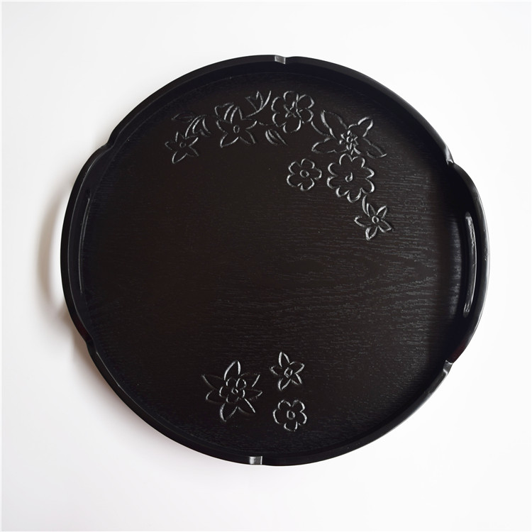 日式帶提手木盤櫻花托盤創意酒店餐飲餐盤特色木茶盤黑色盤子